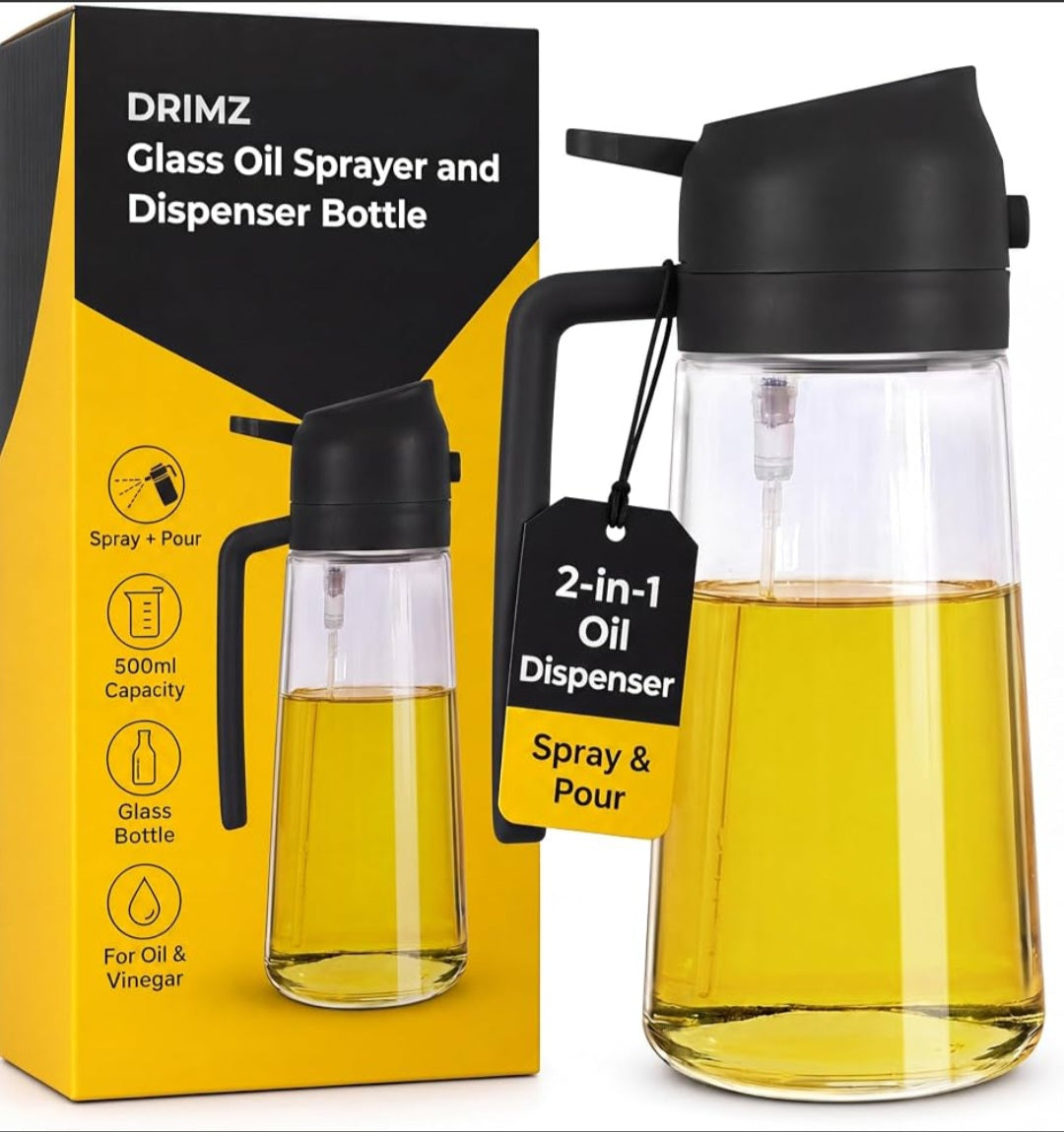 2-in-1 Glass Oil Dispenser & Fine Mist Sprayer